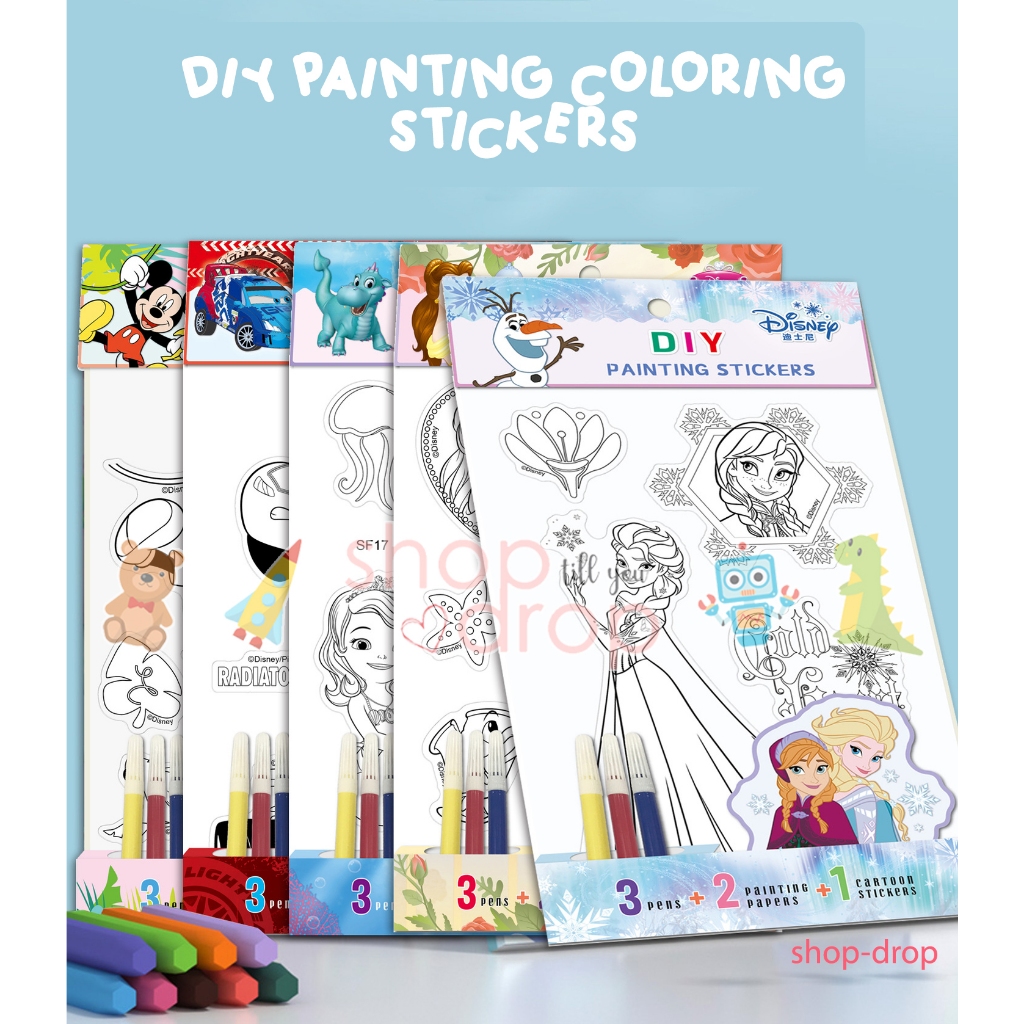 

DIY Sticker Anak Karakter Lucu - Stiker Mewarnai - Coloring Stickers - DIY Painting Sticker Disney