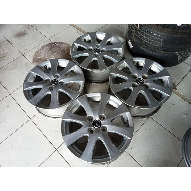 jual velg Mobil Mazda Ring 15 lebar 5,5 et 45 baud 4x100 velg siap pakai