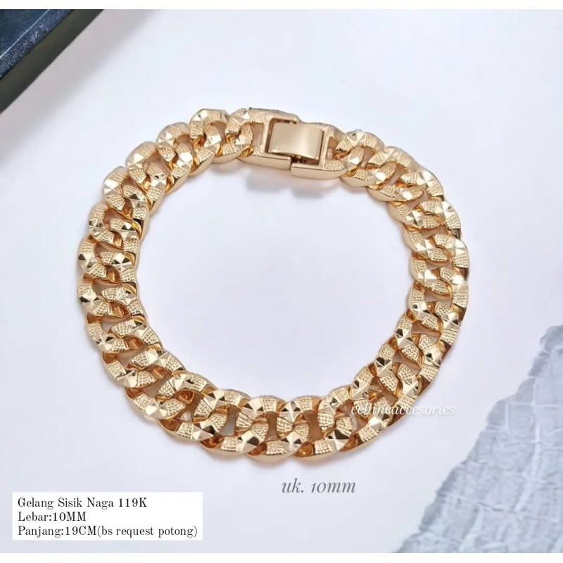 Gelang sisik naga emas model lebar,sisiknaga lebar,gelang rantai sisiknaga lapis emas Emeris