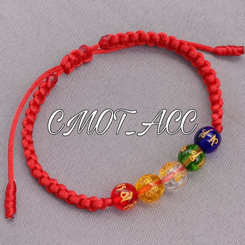 GELANG BATU PANCA KRISTAL TALI MERAH