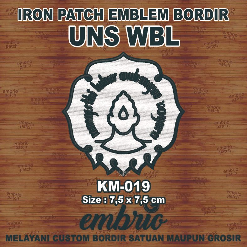 KM-019 Patch logo UNS emblem bordir korsa Universitas Negeri Solo Surakarta Sebelas Maret - WBL Whit