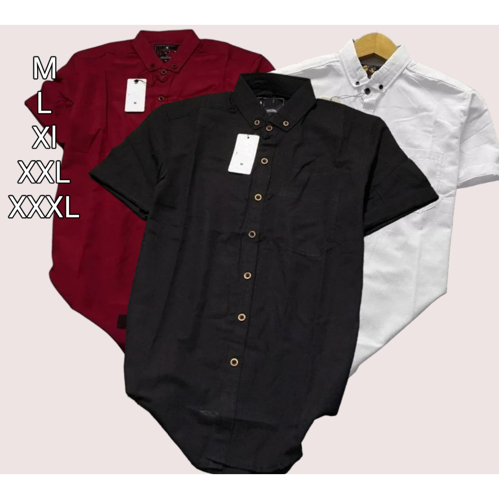 cod kemeja polos lengan pendek pria cowok premium distro kemeja hitam kemeja putih kemeja coksu keme