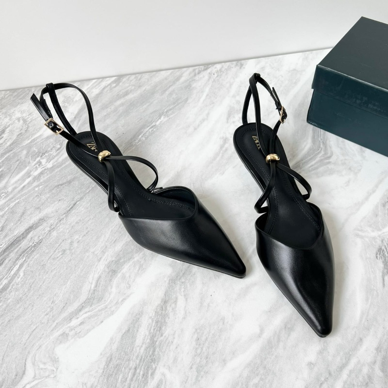 Strappy short heels 3cm by Zara import high quality fashion shoes sandal tali wanita hak tinggi pest