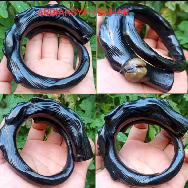 GELANG AKAR BAHAR HITAM BERSERAT SUPER JUMBO