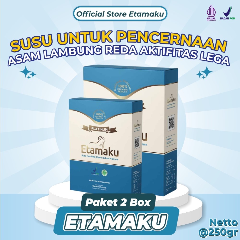 

ETAMAKU 2 Box Susu Bubuk Kambing Etawa Premium untuk Asam Lambung Maag Gerd dan Imunitas Tubuh