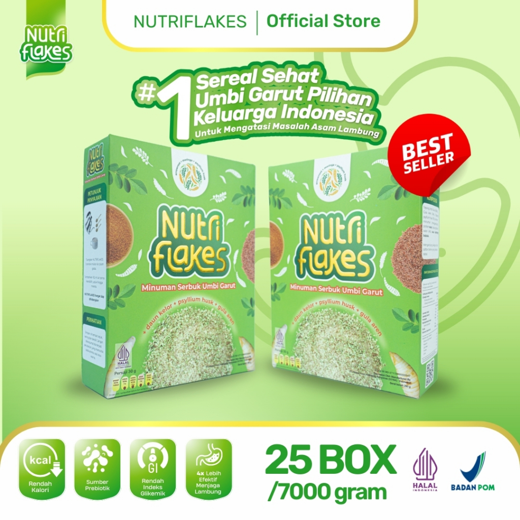

Nutriflakes Sereal Umbi Garut Asam Lambung Original 25 Box