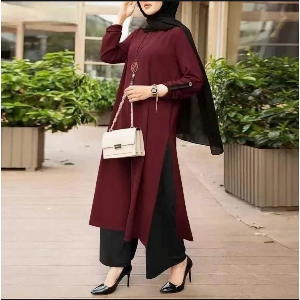 TUNIK CRINGKLE AIRFLO/TUNIK MODEL TERBARU/TUNIK KEKINIAN/BAJU KEKINIAN/BAJU LEBARAN/TUNIK LENGAN TAL