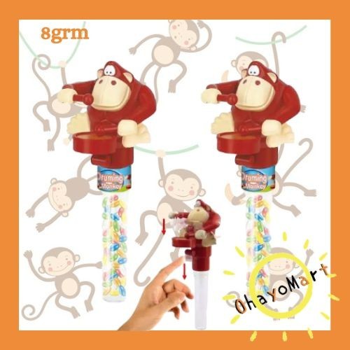 

juqi druming monkey candy / Mainan monyet drum drummer isi permen 8grm