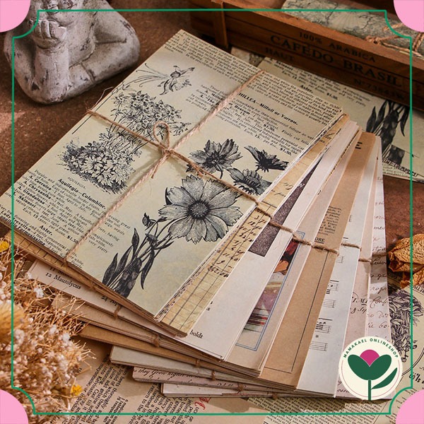 

1 set isi 30 lembar large deco paper vintage retro style diy journaling aesthetic MK1709