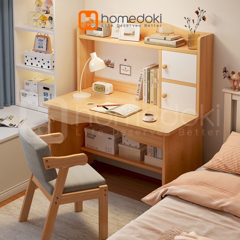 Homedoki Meja Belajar/Meja Belajar Anak/Meja Belajar Minimalis/Meja Belajar Aesthetic/Meja Rias Puti