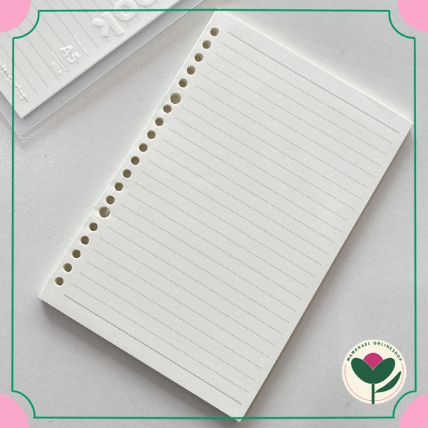 

1 set isi 60 lembar kertas refill binder A5 model 20 lubang holes kertas bergaris MK1706