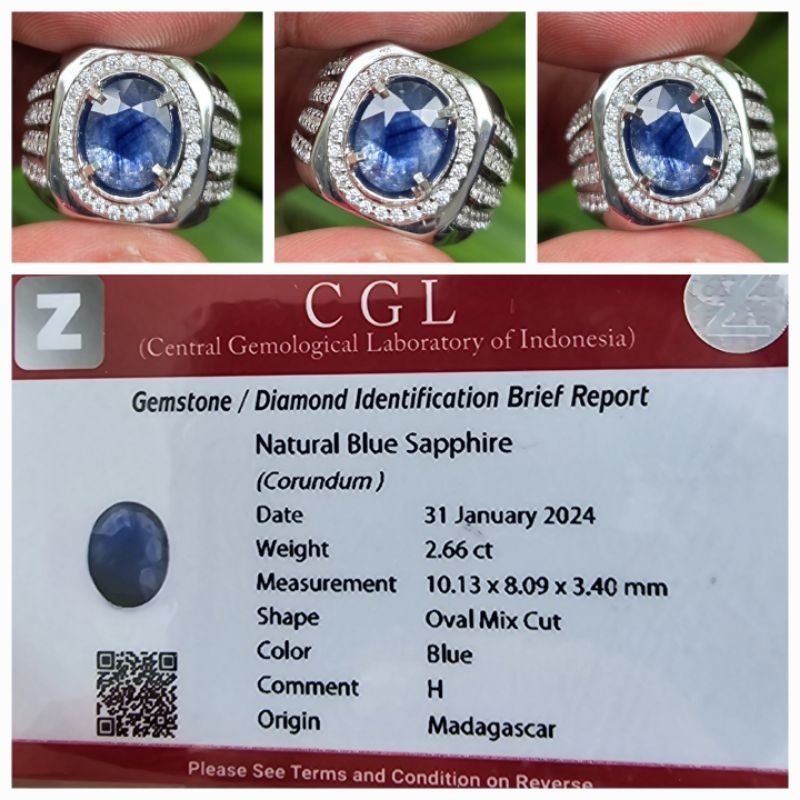 Natural Blue Sapphire Madagascar Memo 2.66 crt