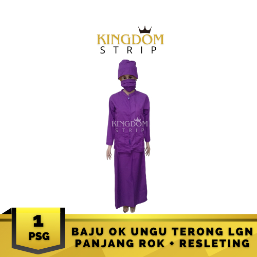 Baju OK Ungu Terong Lengan Panjang Baju Resleting Rok