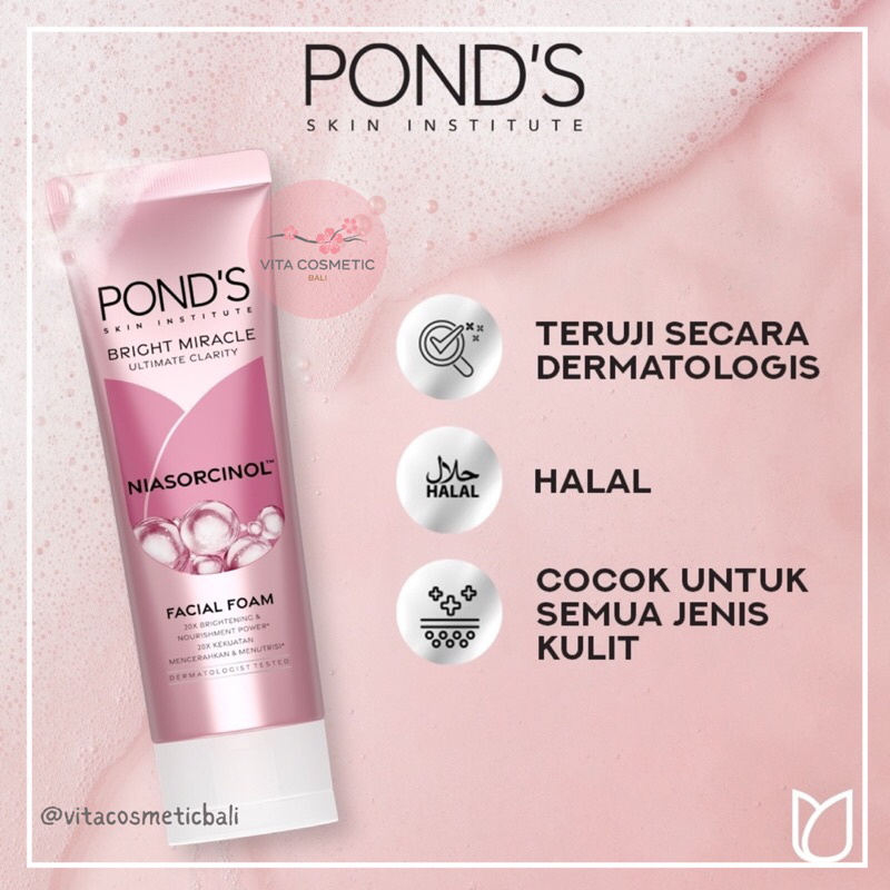 Ponds White Beauty Facial Foam Niasorcinol Bright Miracle Facial wash Foam sabun Cuci Muka