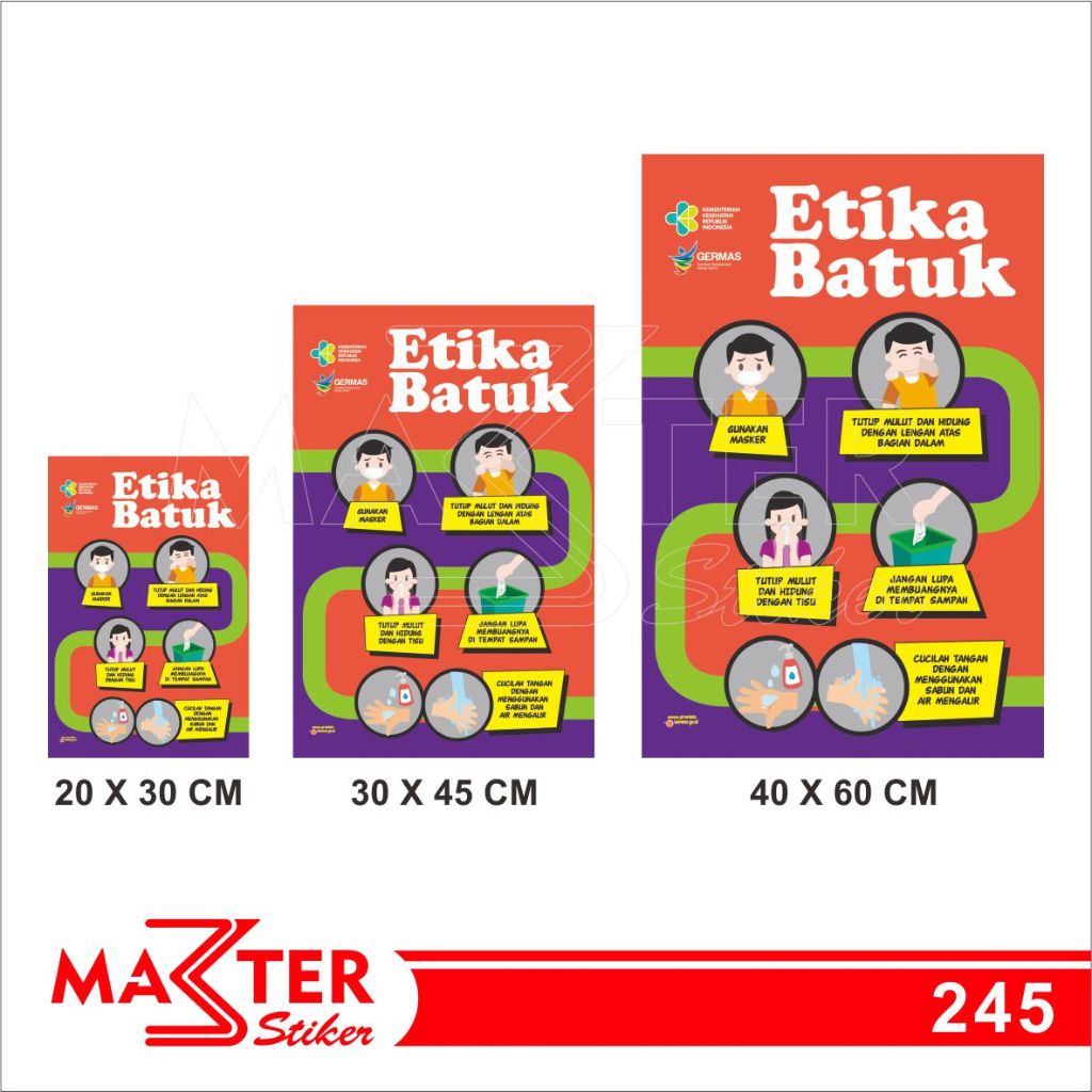 

245 - Stiker Etika Batuk, Sticker Vinyl, Premium, Tahan Air, Termurah, dan Bisa Custom