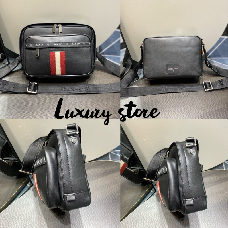 TAS BALLY LOGO STRIPE CROSSBODY BAG LEATHER AUTHENTIC