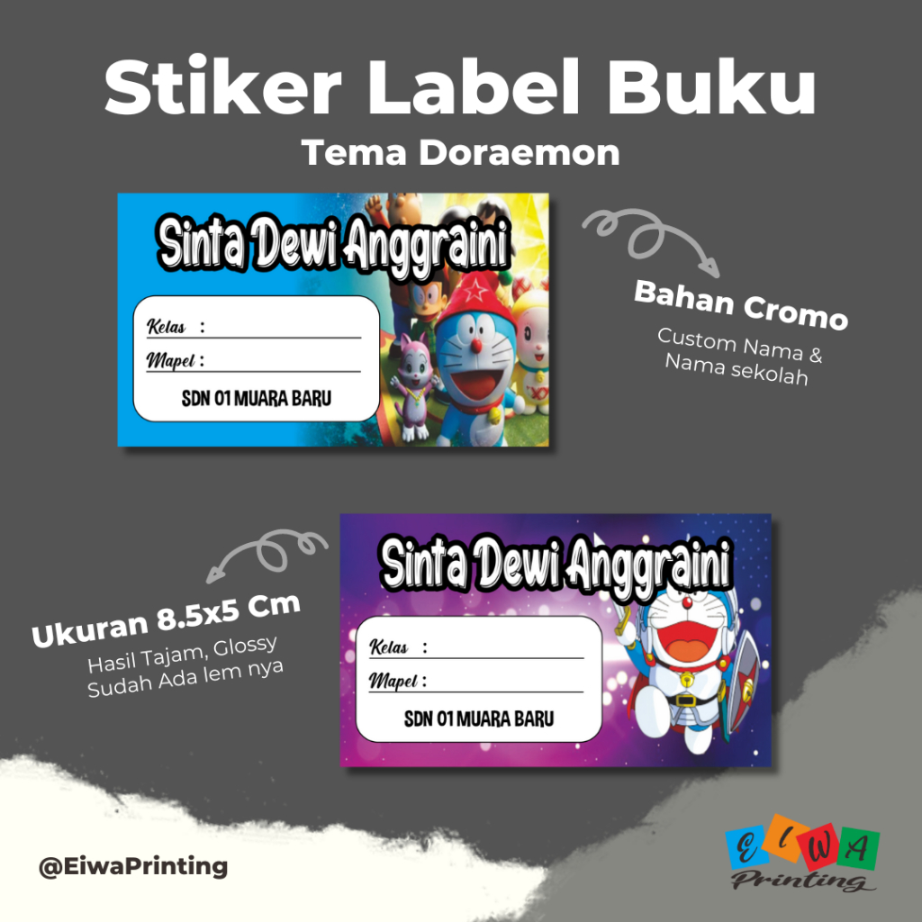

(30pcs) Stiker Mata Pelajaran Stiker Mapel Custom Nama Motif Doraemon Label Buku Pelajaran
