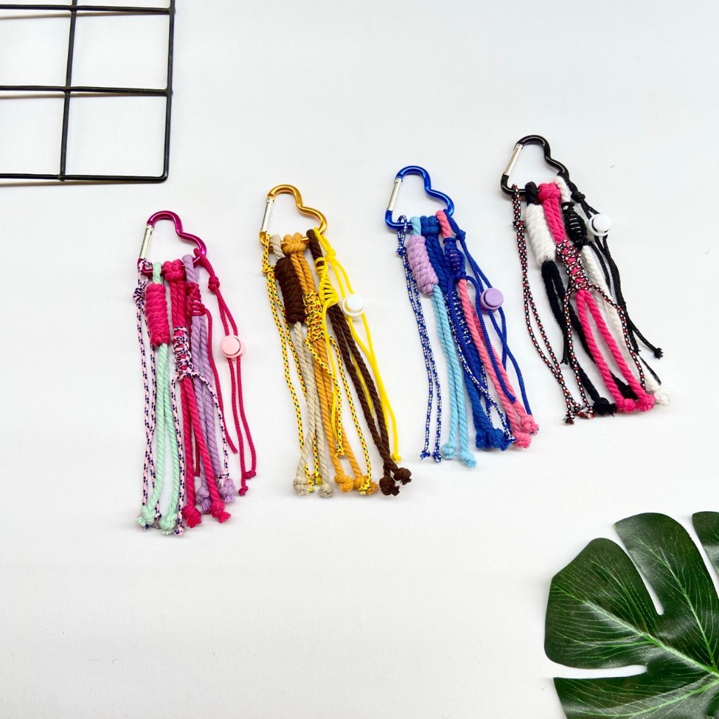 BISA COD Keychain LOVE Macrame Carabiner Bag Charm Gantungan Kunci Gantungan Tas hiasan Souvenir