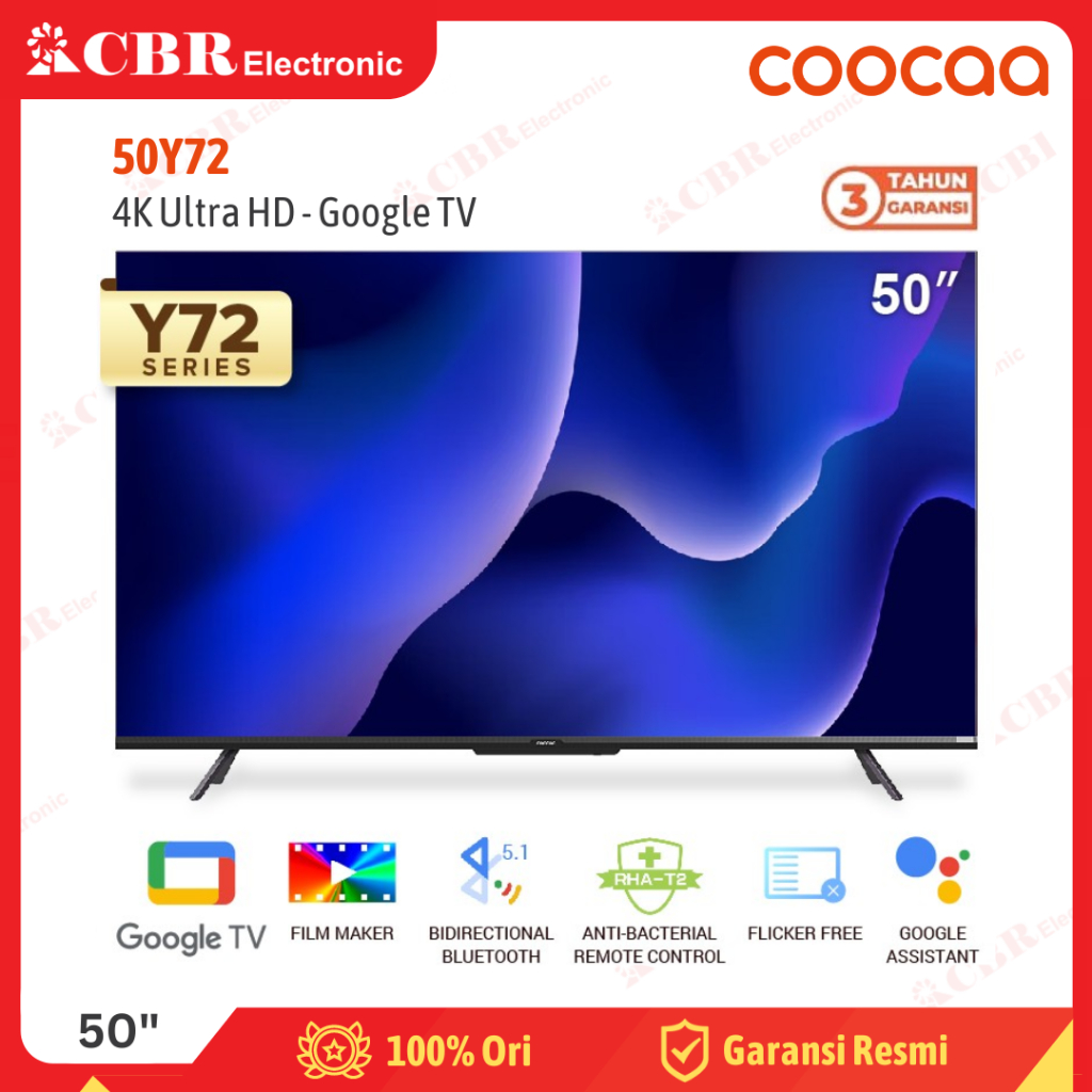TV Coocaa 50 Inch LED 50Y72 (4K UHD-Google TV)