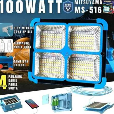 LAMPU EMERGENCY TENAGA SURYA / MATAHARI MITSUYAMA MS-516 100 WATT - SUPER TERANG - TAHAN LAMA - BISA
