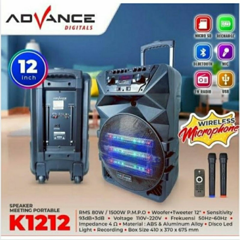 SPEAKER AKTIF PORTABLE 12 INCH ADVANCE K1212 SPEAKER PORTABLE ADVANCE