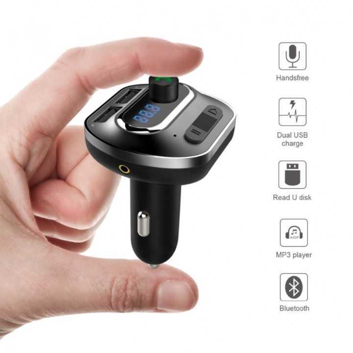 Audio Car Bluetooth V3.0 Handsfree 5 Volt FM Transmitter Power Charger