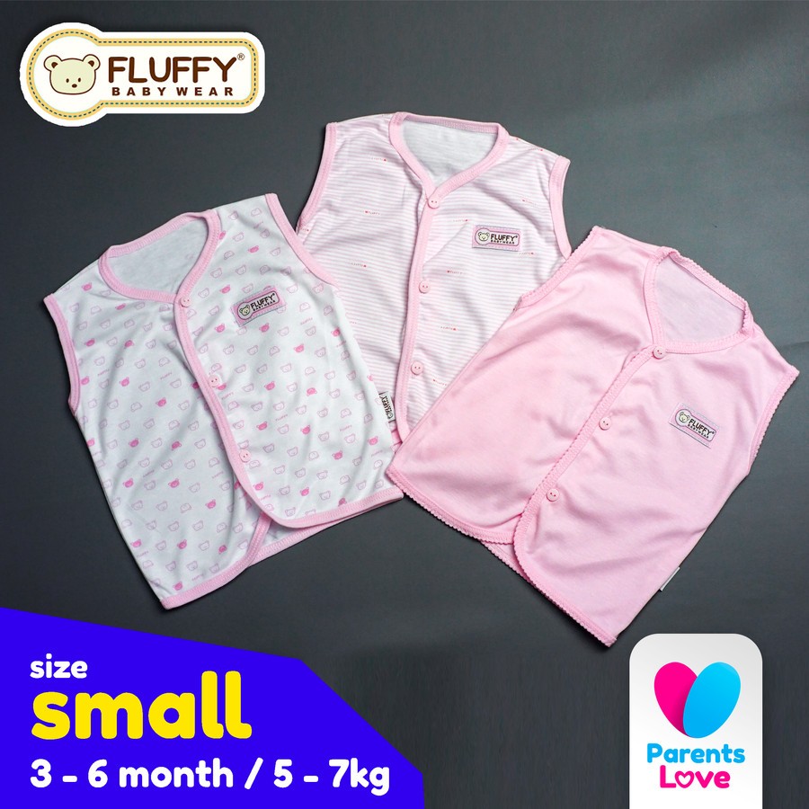 FLUFFY - Baju Kutung Bayi 3-6 Bulan | 3pcs | Size S | Pink