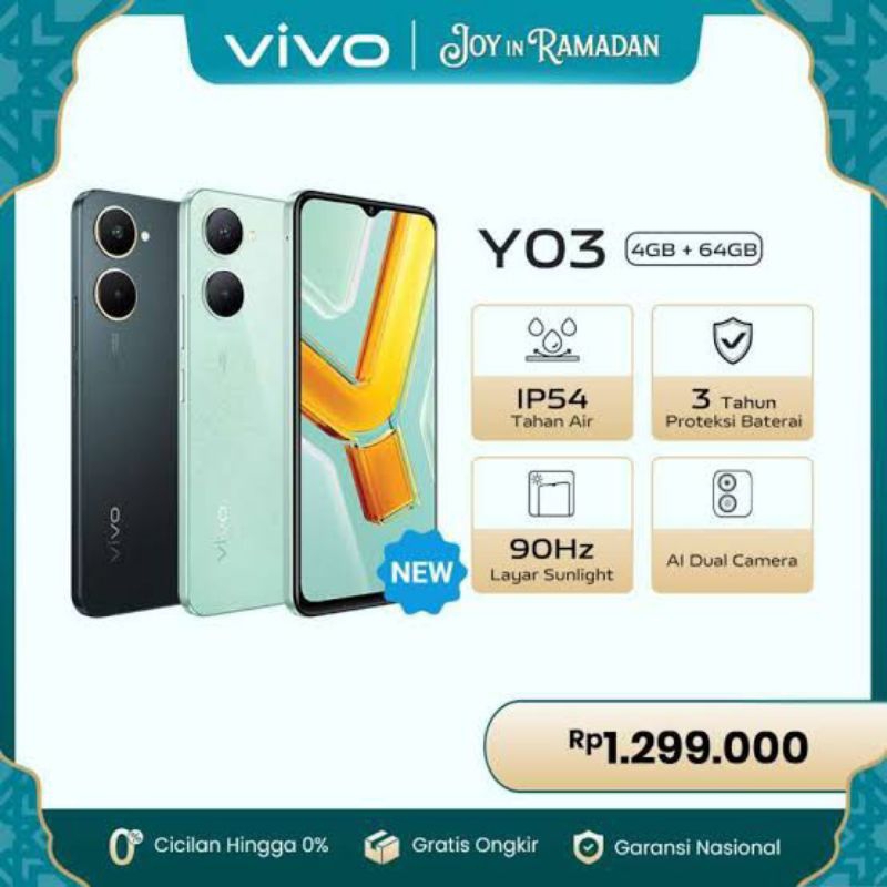 VIVO Y03 RAM 4/64GB | HP DISPLAY - MASIH SEPERTI BARU | FULLSET LENGKAP HARGA HEMAT SPEK KENCANG