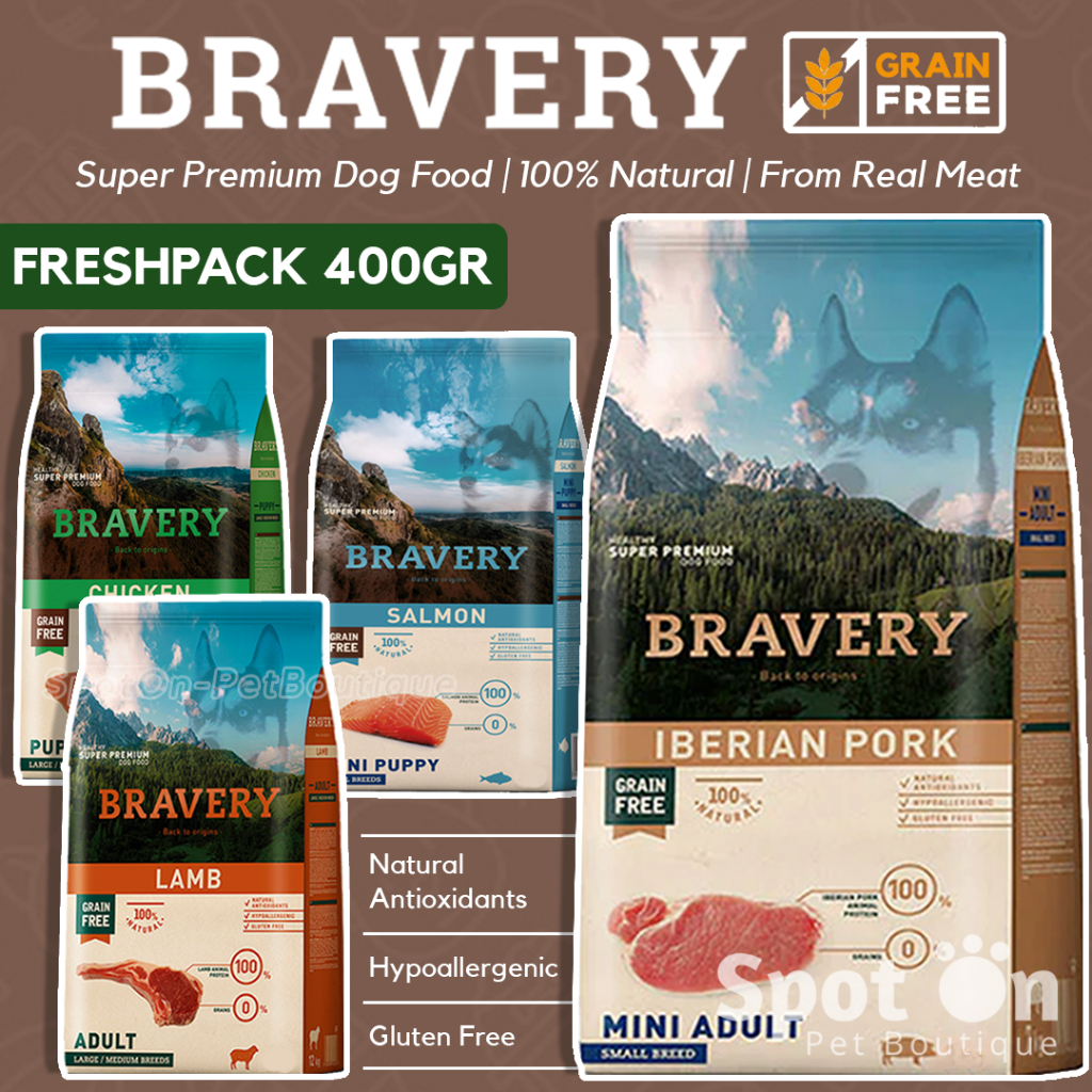 Bravery Dog Super Premium Food 400 Gr | Grain Free & Hypoallergenic | Gluten Free, 100% Natural, Rea