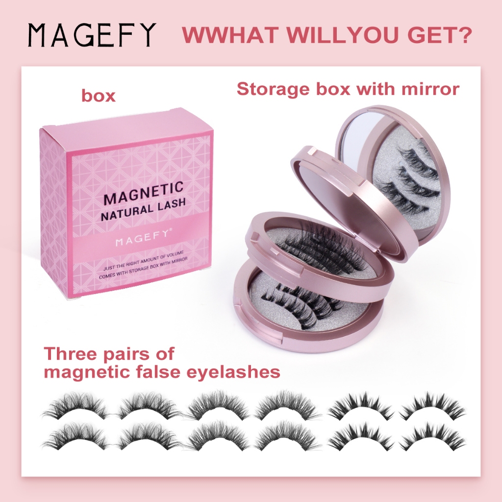 MAGEFY Bulu Mata Magnetic Natural Bulu Mata Palsu Natural Bukti Ekstensi Bulu Mata Alami 7730