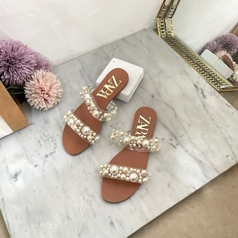 Strappy pearl by Zara import high quality fashion shoes sandal tali wanita pesta kantor kerja casual