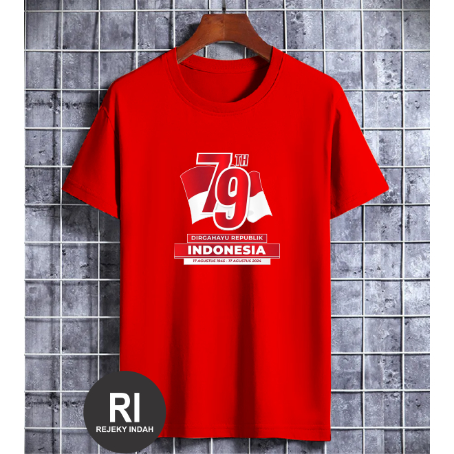Kaos 17 AGUSTUS 2024 05 T-shirt Baju pria/wanita Couple family perempuan dan laki laki DPN/BLK