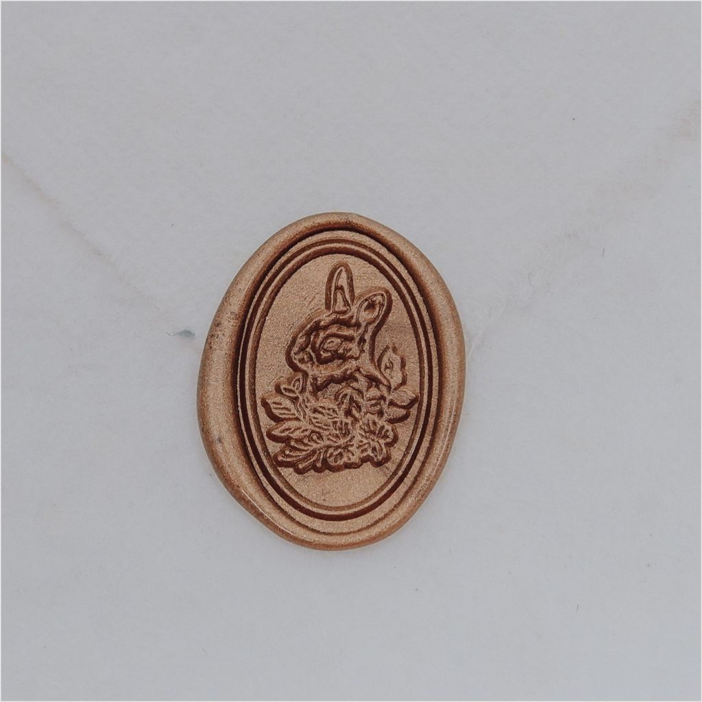 

Wax Seal Coin Oval siap pakai include double tape gambar kelinci / easter wax seal coin