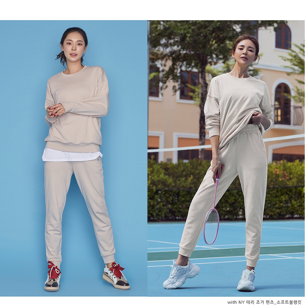 Set STL Korea NY Terry Sweatshirt / Sweater Jogger Atasan dan Celana Olahraga Lari Jogging Unisex Pr