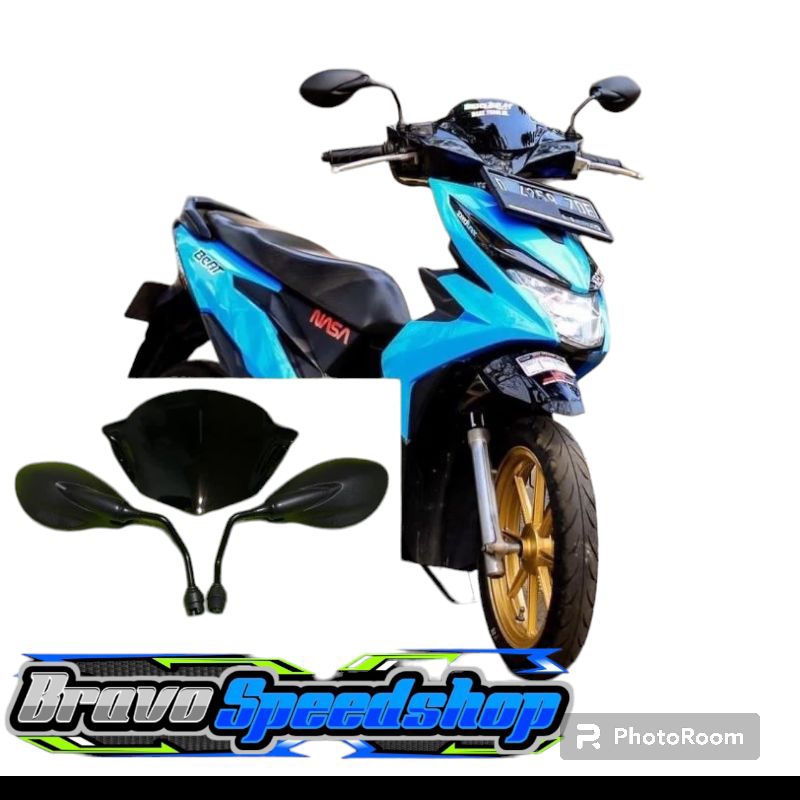 Paket Variasi Kaca Spion X1 Plus Visor Honda Beat Karbu Pnp Beat Fi Beat Fi Lama Bahan Akrilik Plus 