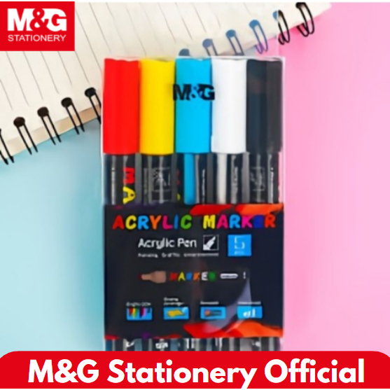 

M&G Acrylic Marker 1 set isi 5 Warna Marker Multifungsi Segala Permukaan Paint Marker Spidol Akrilik #APL976D8