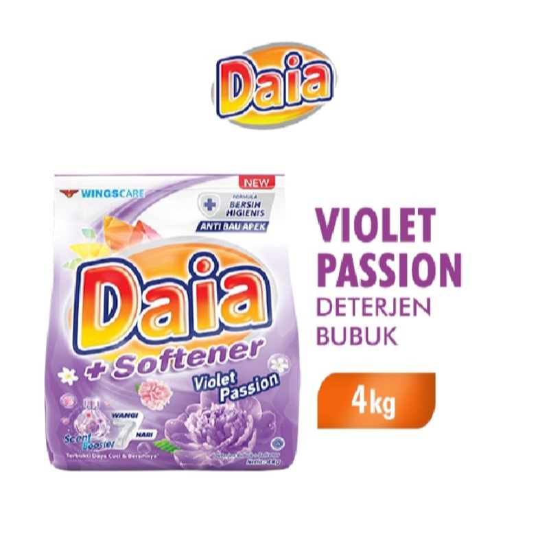 Daia Deterjen Bubuk + Softener Violet 4000g