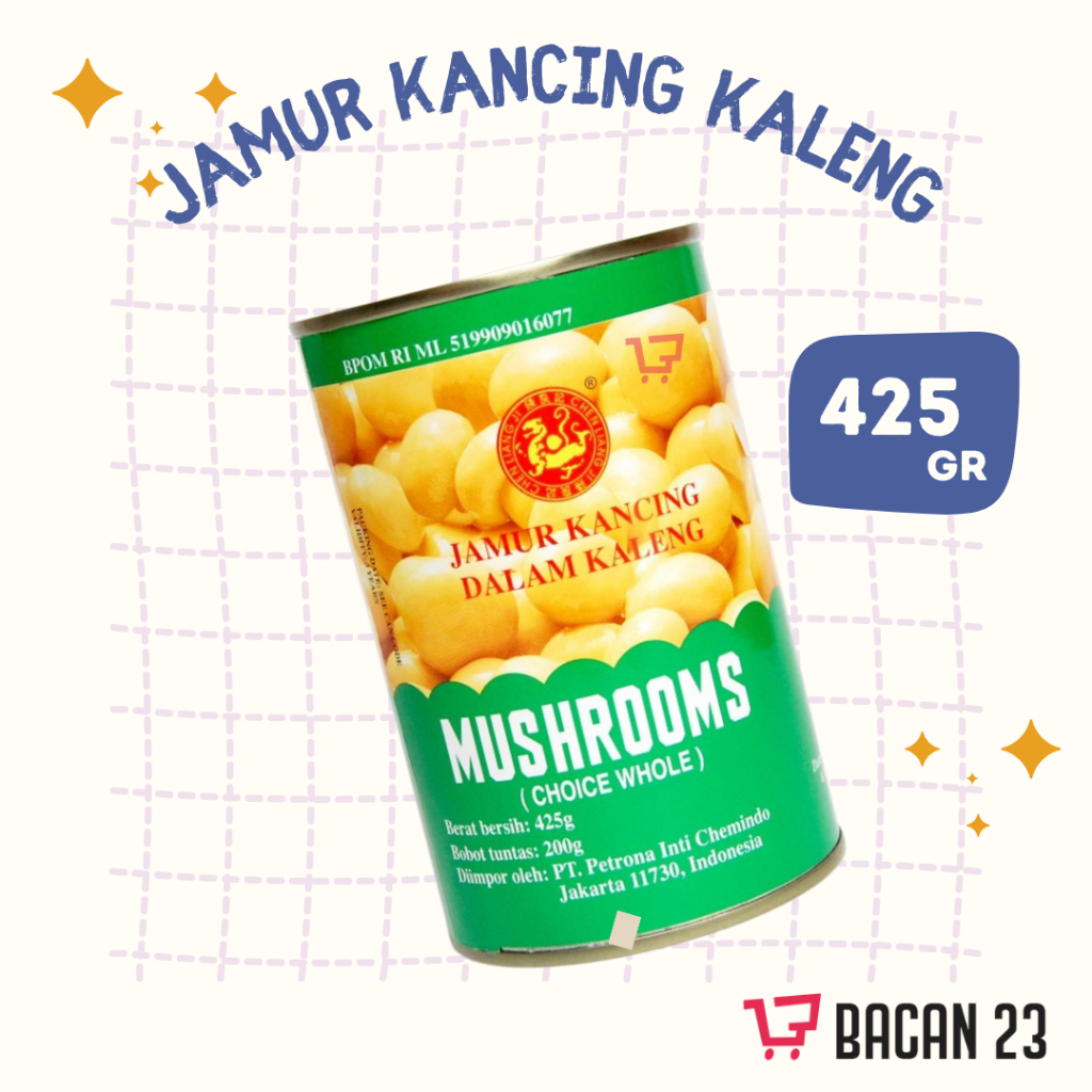 

Jamur Kancing Dalam Kaleng Merk Chen Liang Ji (425gr) - / Whole Mushrooms Campignon Jamur Kaleng