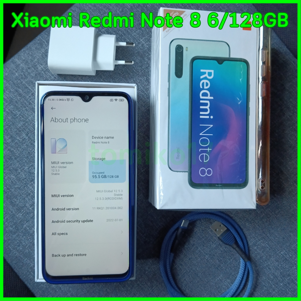 Redmi Note 8 6/128 GB dual SIM 4G second ex official Xiaomi normal resmi lengkap ram 6gb storage 128gb biru neptune blue bukan 9 10 11 12 13 14