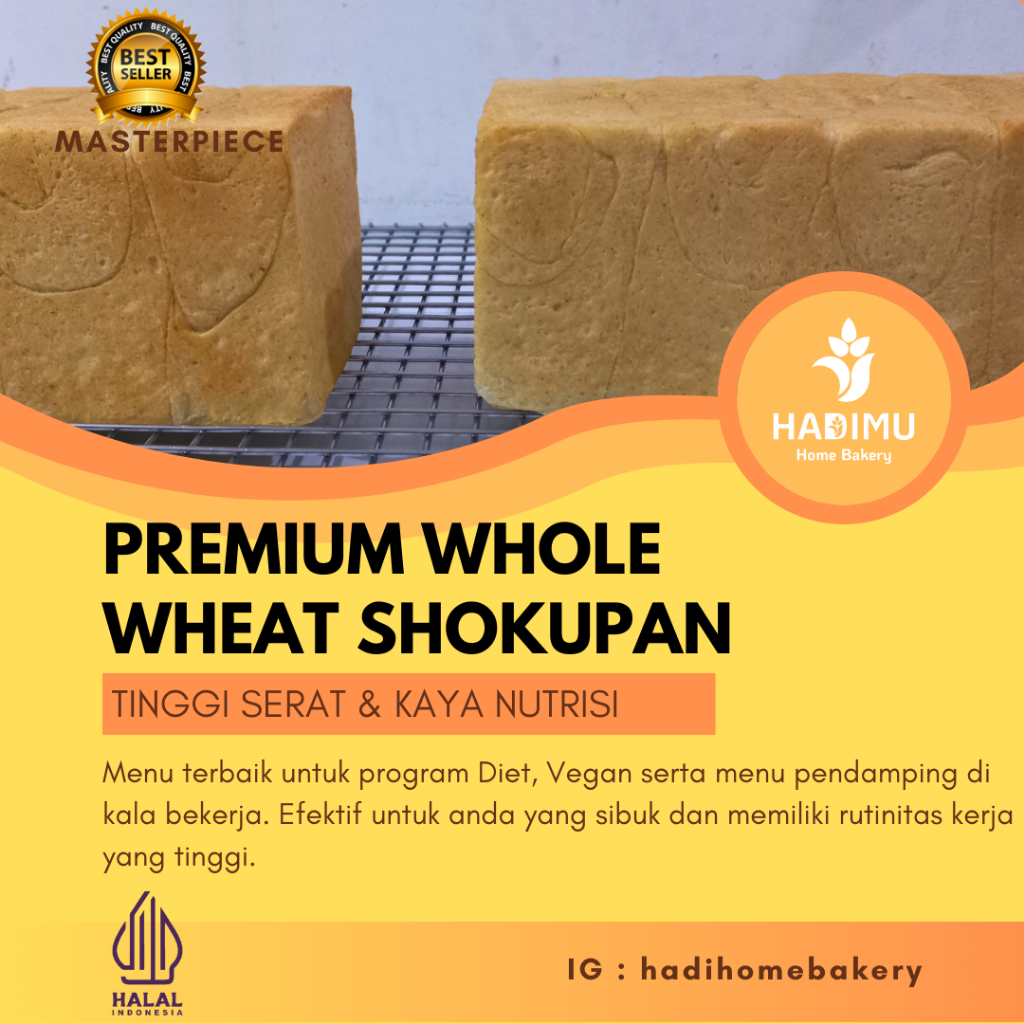 

Whole Wheat Shokupan - Roti Gandum - Roti Tawar Gandum - Roti Jepang - Roti Diet - Rendah Kalori - Enak - Sehat - Halal