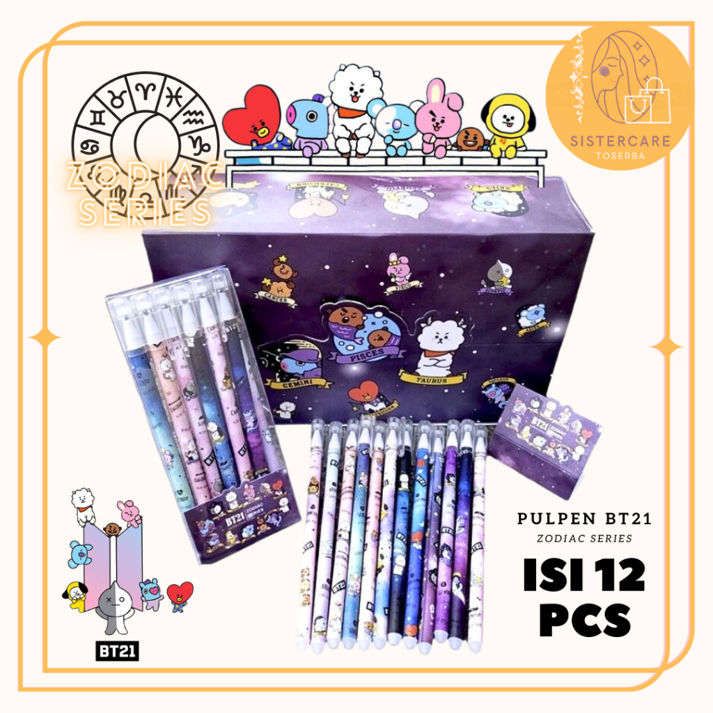 

[SISTERCARE] Pulpen / Pensil / Ball Pen Bisa dihapus Karakter Lucu Zodiak - Mix 12pc