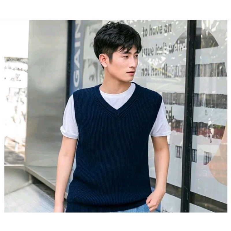 Vest Top Rompi Pria/Rompi Pria Rajut/Rompi Rajut  Pria Nevy