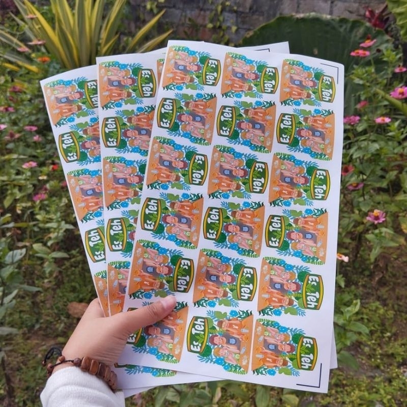 

Stiker Lebel Cup Es Teh Kartun 50 pcs