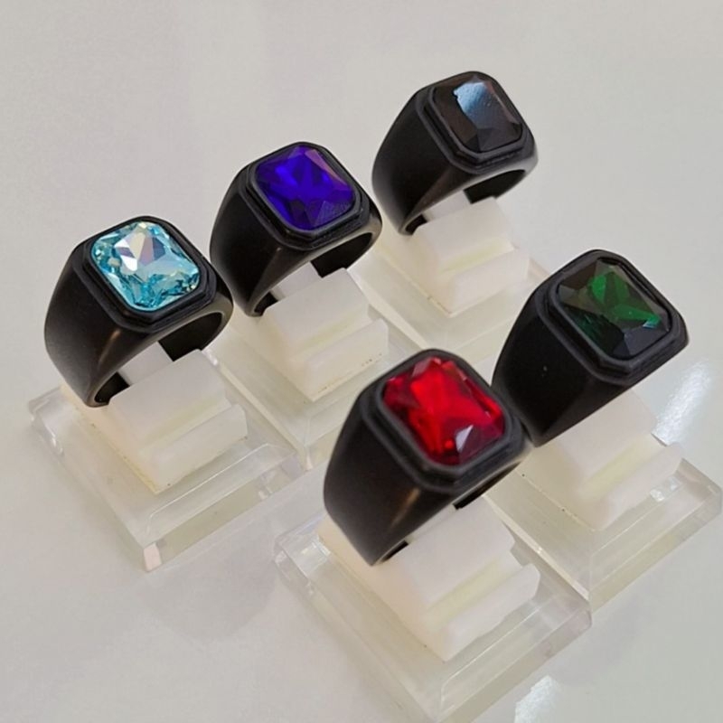 CINCIN BATU KOTAK RING HITAM TITANIUM