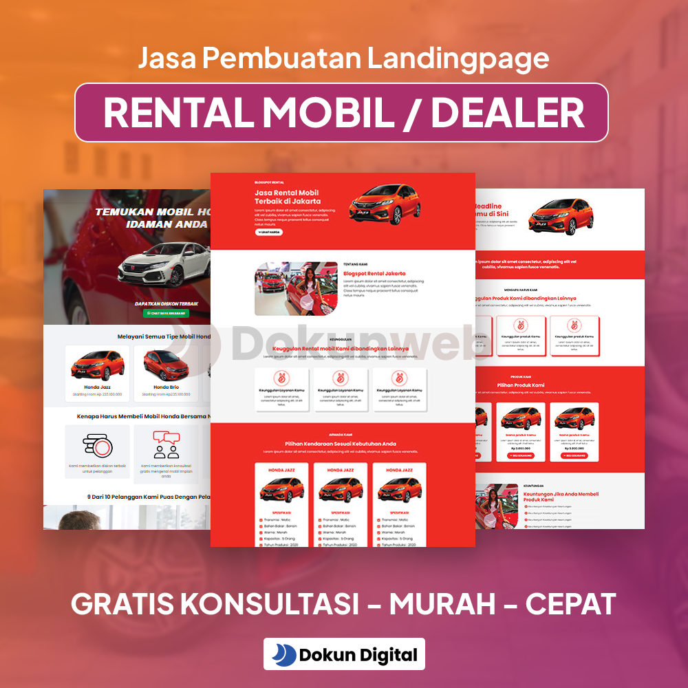 Jasa Pembuatan Landingpage/Website Rental Mobil dan Dealer Termurah