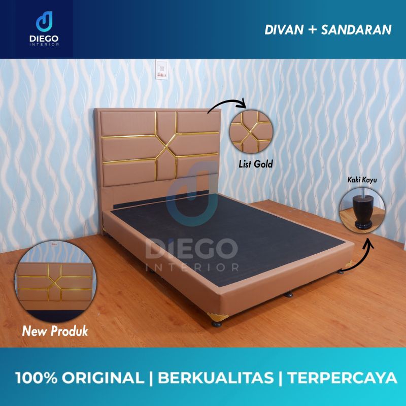 Dipan Divan Minimalis Sandaran List Gold - Divan Minimalis
