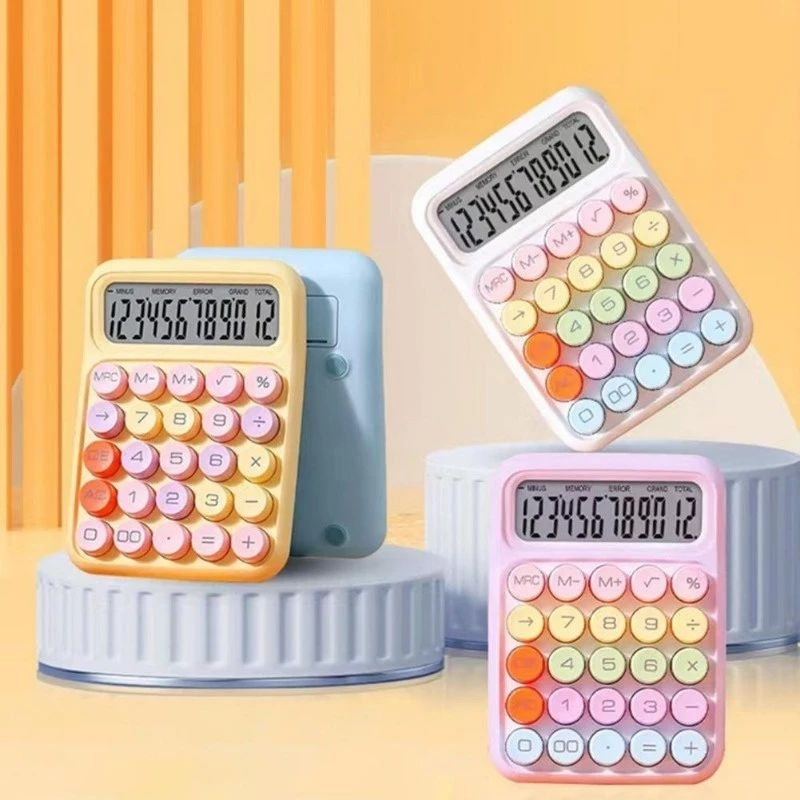 

Kalkulator Calculator Keyboard Boba Dot Fancy Warna Soft Pastel merk Perisai Free Baterai