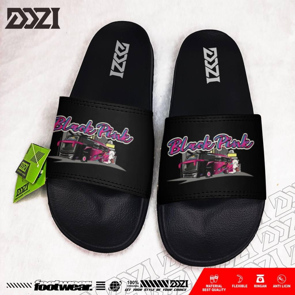 Sandal Selop anak keren BLACK PINK telolet basuri JB 5 / sendal slip on bus telolet virall