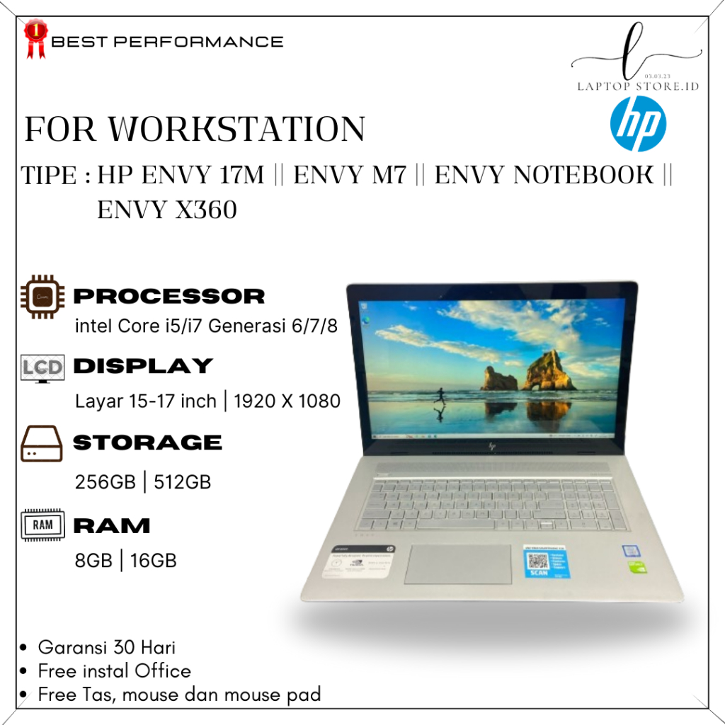 Hp envy Laptop 17M / M7 Notebook / X360 | Workstation | Original | bekas