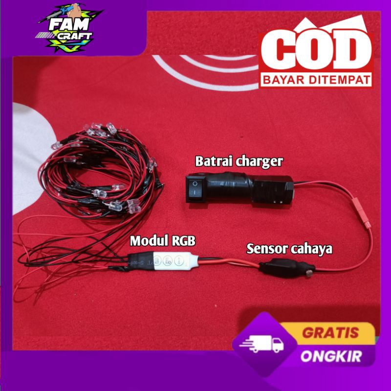 Lampu LED layang-layang RGB 7 mode Siap pakai